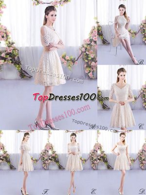 Glorious Short Sleeves Lace Lace Up Wedding Party Dress