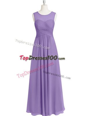 Captivating Floor Length Lavender Homecoming Dress Scoop Sleeveless Zipper