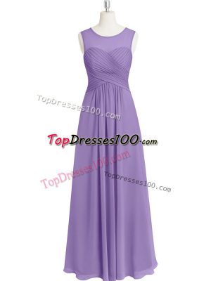 Captivating Floor Length Lavender Homecoming Dress Scoop Sleeveless Zipper