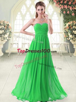 Best Selling Sleeveless Chiffon Floor Length Zipper Prom Dress in Green with Beading