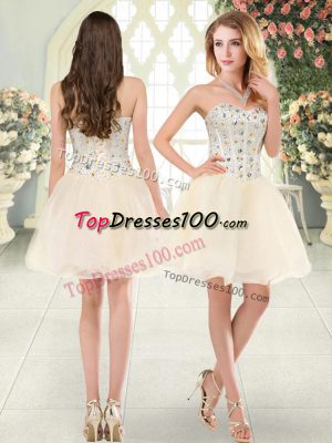 Sleeveless Lace Up Mini Length Beading Homecoming Dress