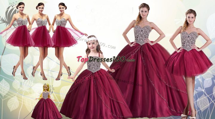 Most Popular Red Sleeveless Beading Floor Length Quinceanera Dresses