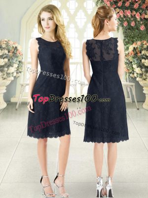 Sweet Lace Prom Party Dress Black Zipper Sleeveless Knee Length