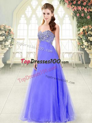 Clearance Lavender Sleeveless Beading Floor Length Evening Party Dresses