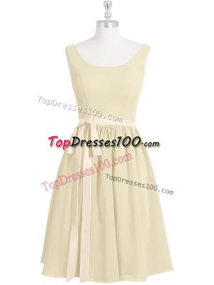 Light Yellow Sleeveless Belt Mini Length Prom Dresses