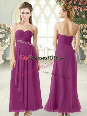 Sweetheart Sleeveless Zipper Dress for Prom Purple Chiffon