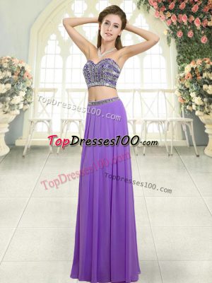 Lavender Backless Sweetheart Beading Homecoming Dress Chiffon Sleeveless