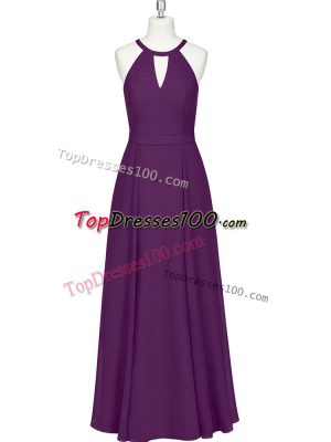 Adorable Floor Length Eggplant Purple Prom Dresses Straps Sleeveless Zipper