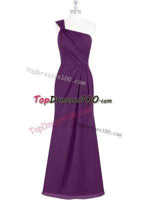 Superior Eggplant Purple Sleeveless Chiffon Side Zipper Prom Dresses for Prom and Party