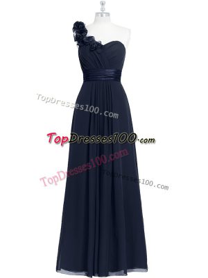 Best Selling Chiffon Sleeveless Floor Length Dress for Prom and Hand Made Flower