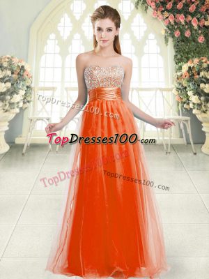 Glittering Orange Red Dress for Prom Prom and Party with Beading Sweetheart Sleeveless Lace Up