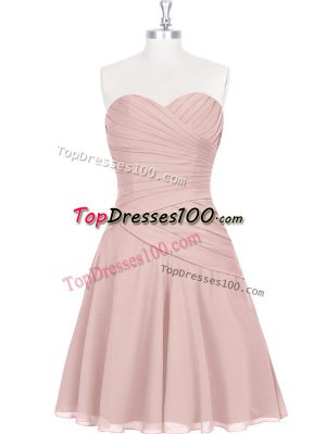 Classical Pink Sweetheart Neckline Ruching and Pleated Prom Dress Sleeveless Zipper