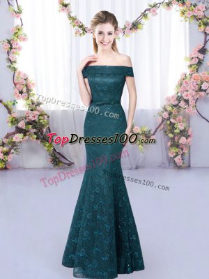 Sleeveless Floor Length Quinceanera Court Dresses and Lace