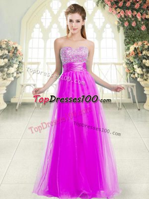 Purple Sleeveless Floor Length Beading Lace Up Formal Evening Gowns