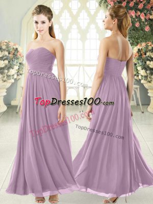 Unique Purple Empire Strapless Sleeveless Chiffon Ankle Length Zipper Ruching Going Out Dresses