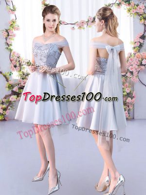 Off The Shoulder Sleeveless Satin Wedding Guest Dresses Lace Lace Up