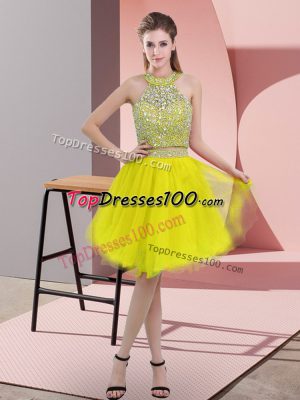 Elegant Sleeveless Beading Backless Prom Party Dress