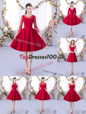 Nice Satin 3 4 Length Sleeve Knee Length Court Dresses for Sweet 16 and Ruching