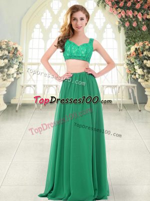 Green Sleeveless Chiffon Zipper Prom Evening Gown for Prom and Party