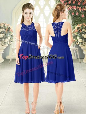 Knee Length Empire Sleeveless Royal Blue Prom Dresses Zipper