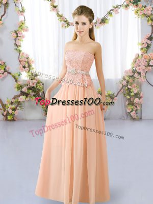 Sleeveless Lace and Belt Lace Up Quinceanera Court Dresses