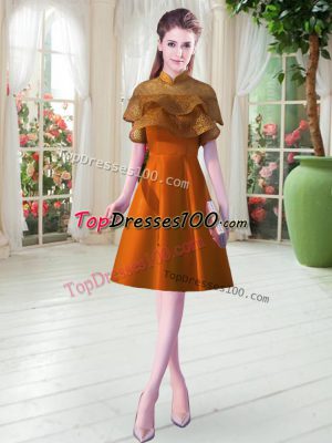 Knee Length Lace Up Dress for Prom Orange for Prom with Lace