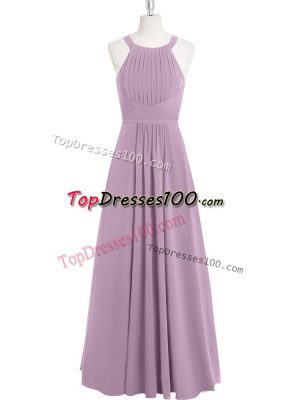 Edgy Purple Sleeveless Ruching Floor Length Prom Evening Gown