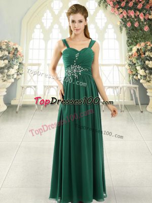 Cute Sleeveless Beading and Ruching Lace Up Prom Dress with Green