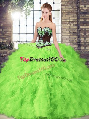 Fantastic Lace Up Sweetheart Beading and Embroidery Ball Gown Prom Dress Tulle Sleeveless