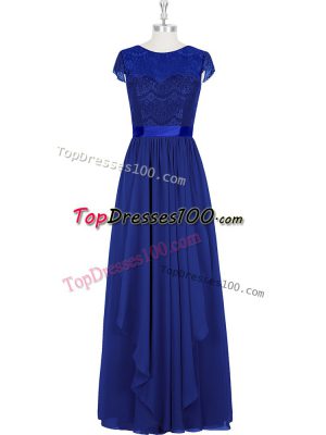 Perfect Cap Sleeves Lace Zipper Prom Evening Gown
