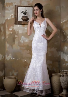 Fashionbale Mermaid Straps Floor-length Satin and Lace Wedding Dress  - Top Selling
