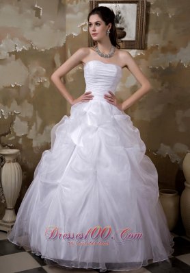 Custom Made Ball Gown Strapless Wedding Dress Taffeta and Organza Pick-ups Floor-length - Top Selling