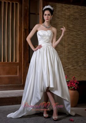 Unique Wedding Dress A-line Hand Made Flowers Sweetheart Court Train Taffeta Ruch - Top Selling