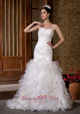 Fashionable Mermaid Sweetheart Wedding Dress Court Train Taffeta and Organza Ruch and Ruffles - Top Selling