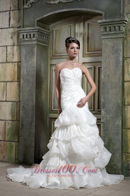 Exclusive Mermaid Sweetheart Chapel Train Organza Beading Wedding Dress - Top Selling