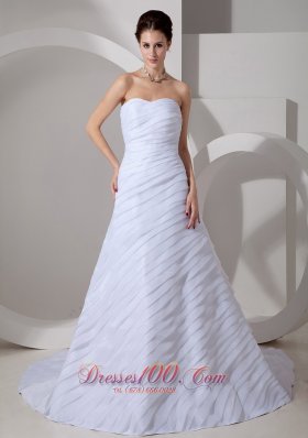 Customize Wedding Dress A-line Sweetheart Ruch Court Train Chiffon