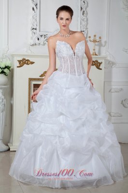 Low Price Ball Gown Sweetheart Wedding Dress Embroidery Floor-length Organza