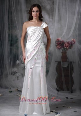 Pretty Column One Shoulder Evening Dress Taffeta Beading and Ruch Floor-length