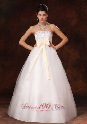Champagne Bowknot A-Line Stylish Maternity Wedding Dress For 2013 Custom Made In Alaska