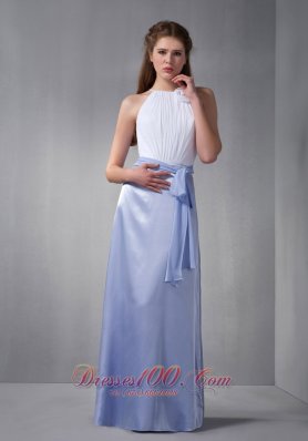 2013 Cheap White and Lilac Scoop Bridesmaid Dress wth Chiffon Belt
