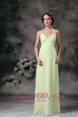 2013 Yellow Green Column Straps Floor-length Chiffon Prom / Evening Dress
