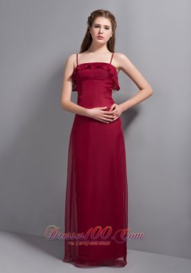 Cheap Wine Red Chiffon Bridesmaid Dress with Straps