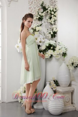 Cheap Apple Green Empire Strapless Knee-length Chiffon Bridesmaid Dress
