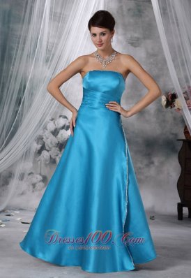 Fort Dodge Iowa Beaded Decorate Strapless Floor-length Teal Satin Prom / Evening dress For 2013