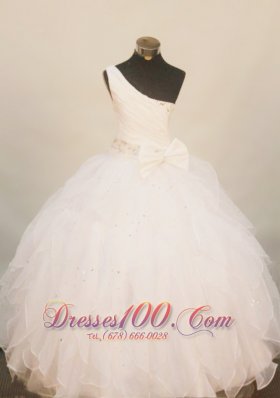 Lovely One Shoulder Little Girl Pageant Dress Floor-Length Beading White In 2013  Pageant Dresses