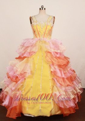 Lovely Multi-color Ruffled Layered Little Girl Pageant Dress Ball Gown With Straps Floor-Length  Pageant Dresses