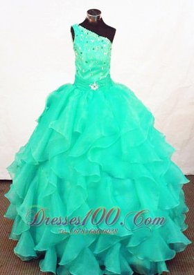 Turquoise Organza Beading Little Girl Pageant Dresses Customize  Pageant Dresses