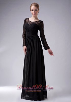 Discount Custom Made Black Empire Scoop Mother Of The Bride Dress Chiffon Ruch Floor-length