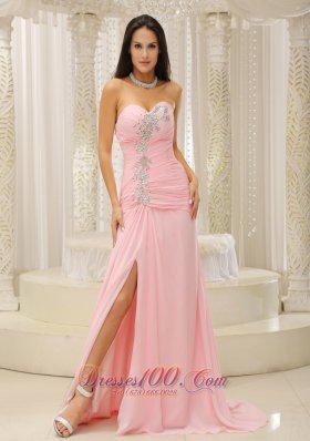 Best High Slit and Ruched Bodice For Evening Dress Beading Sweetheart For Custom Made
