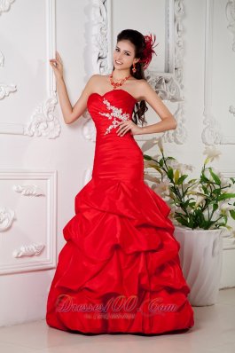 Best Beautiful Red Mermaid Sweetheart Prom / Evening Dress Taffeta Appliques Floor-length